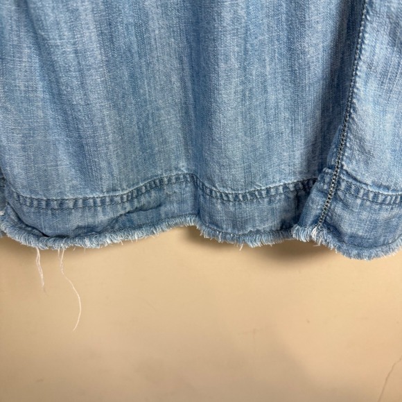 J.Jill Chambry Cap Sleeve Denim Tunic Frayed Hem Medium Petite - Picture 7 of 12